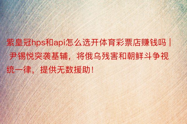 紫皇冠hps和api怎么选开体育彩票店赚钱吗 | 尹锡悦突袭基辅，将俄乌残害和朝鲜斗争视统一律，提供无数援助！