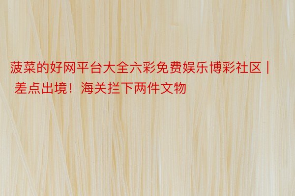 菠菜的好网平台大全六彩免费娱乐博彩社区 | 差点出境！海关拦下两件文物